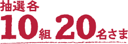抽選各10組20名さま