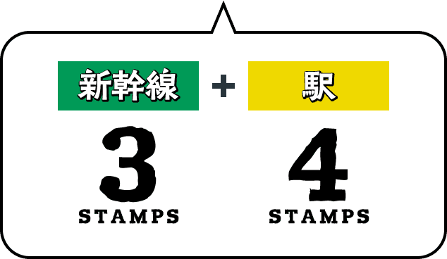 新幹線 3STAMP + 駅 4STAMP
