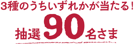 3種のうちいずれかが当たる！抽選90名さま