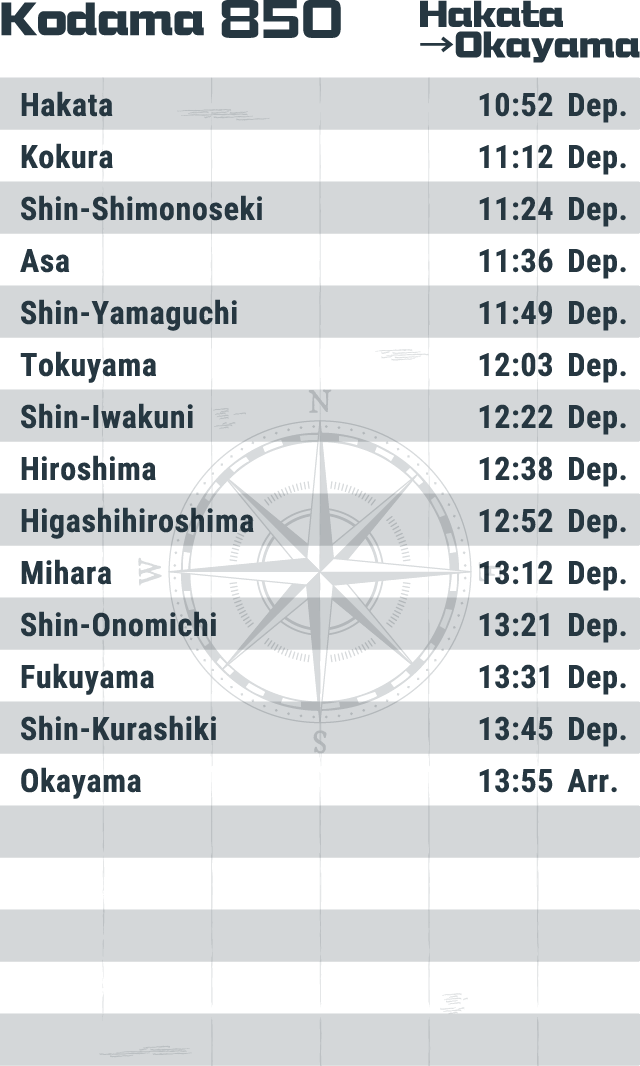 こだま850号（博多→岡山）