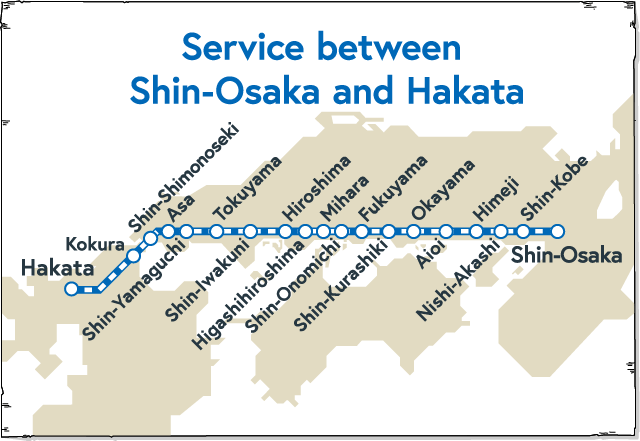 Service between Shin-Osaka and Hakata